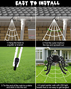 ECOHDT Brighter Spider Webs Halloween Lights 250 Purple LED 16.4Ft 8 Modes