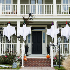 Threan 4-Piece Hanging Ghost Decorations 28-35" White Halloween Decor