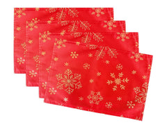 Fennco Styles Holiday Foil Print Snowflake Table Runner 16" W x 54" L - Red Woven Table Cover for Home Décor, Banquet, Family Gathering, Christmas, Special Occasion