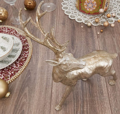 Fennco Styles Christmas Resin Standing Deer Statue Figurine - Silver Sculpture Animal Deer for Holiday, Home, Tabletop, Mantel and Office Décor