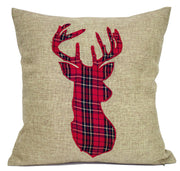 Fennco Styles Holiday Deer Tartan Plaid Christmas Decorative Filled Throw Pillow