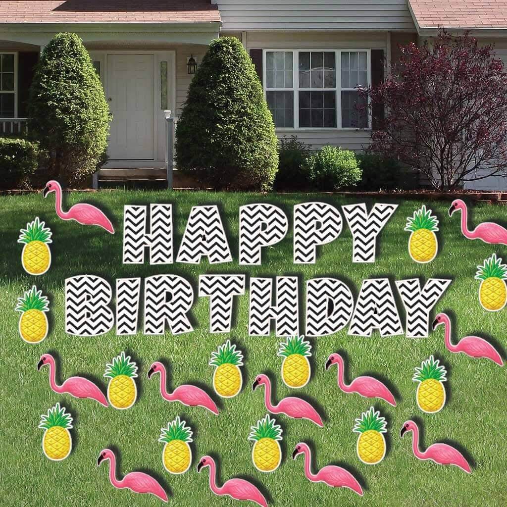 Happy Birthday Flamingo & Pineapple Party Yard Decorations