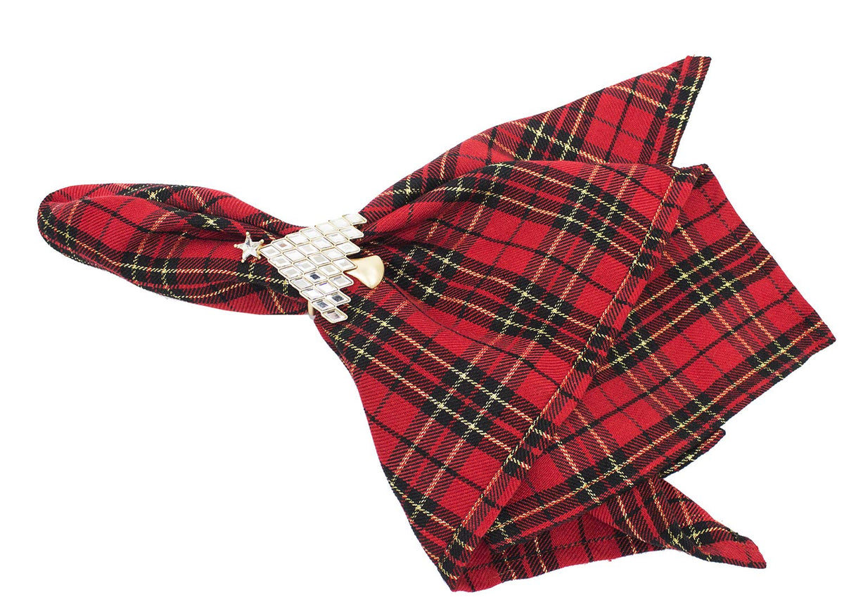Fennco Styles Holiday Deer Tartan Plaid Ruffle Border Christmas Decorative Throw Pillow