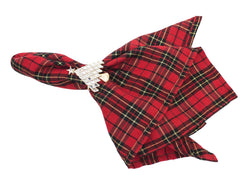 Fennco Styles Holiday Deer Tartan Plaid Ruffle Border Christmas Decorative Throw Pillow