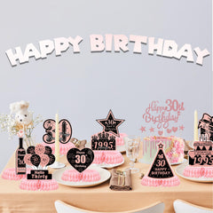 ITHKIRHO 30th Birthday Honeycomb Centerpieces Rose Gold 10 Pcs Decorations