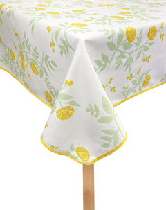 Fennco Styles Garden Floral Print Tablecloth 55" W x 55" L - Yellow Flowers Wrinkle-Free Washable Table Cover for Everyday Use, Banquets, Holidays, Indoor Outdoor Events and Special Occasions