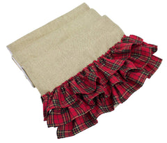 Fennco Styles Holiday Deer Tartan Plaid Ruffle Border Christmas Decorative Throw Pillow