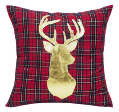 Fennco Styles Holiday Tartan Plaid Deer Christmas Decorative Throw Pillow Cover