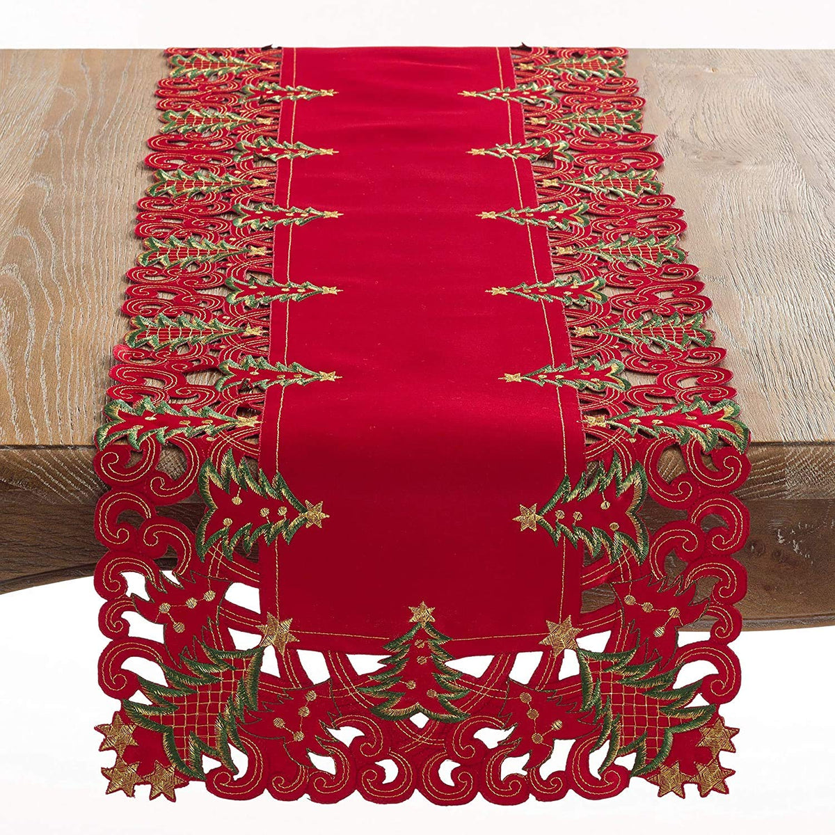 Fennco Styles Pandora Collection Holiday Christmas Tree Table Linens