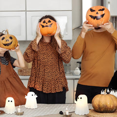 Nafhone Halloween Ghost Flameless LED Candles 4 Pack Real Wax White 8x7cm