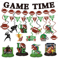Koeilay Game Time Football Banner & Decorations Green Brown Party Supplies