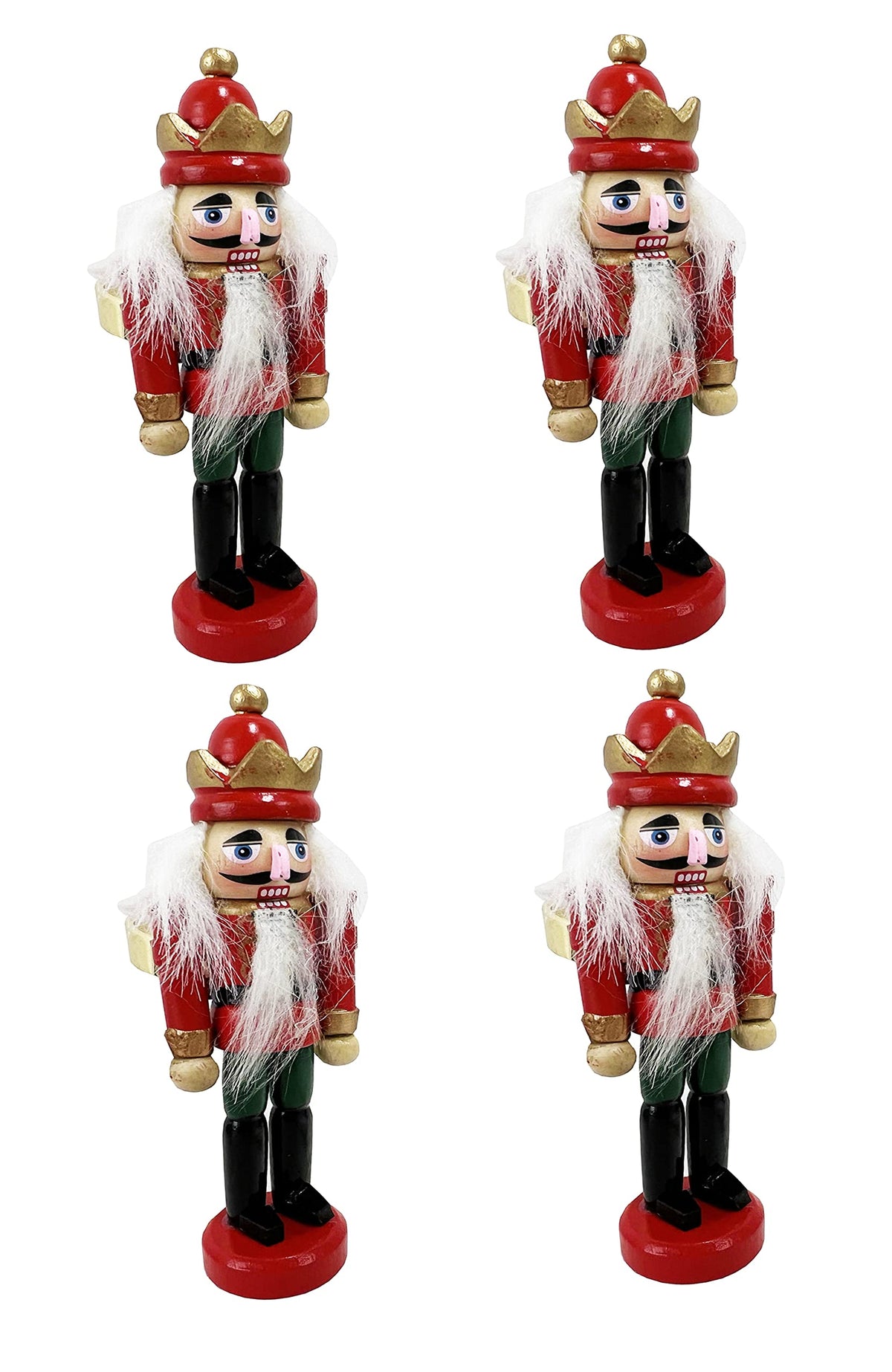Fennco Styles Handmade Wooden Nutcracker Decorative Napkin Rings, Set of 4 - Festive Soldier Napkin Holders for Dining Table, Christmas, Holidays Décor and Special Occasions