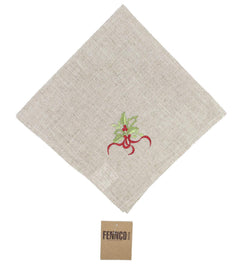 Fennco Styles Embroidered Holly Christmas Tree Double-Layer Holiday Tablecloth