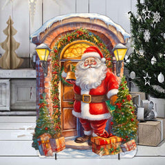 Knocking the Door Santa Outdoor Decor by G. Debrekht - Christmas Santa Snowman Decor - 8611044F
