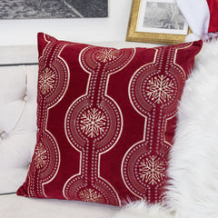 Holiday Throw Pillow with Snowflake Embroidery - 20x20 Inch