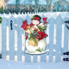 Dark Night Presents Santa Door Decor by Susan Winget - Christmas Santa and Snowman Decor