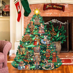 Nutcracker-Themed Christmas Tree Outdoor Indoor Decor Wooden Christmas Decoration by G. Debrekht Christmas Decor - 8191501F
