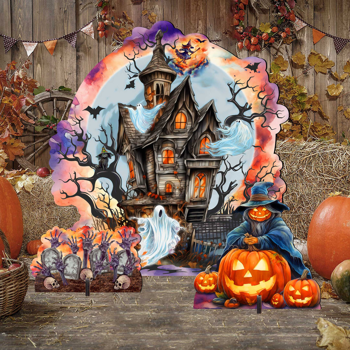 Halloween Haunted House Set of 3 Outdoor Décor Yard Décor by G. Debrekht - Halloween Décor