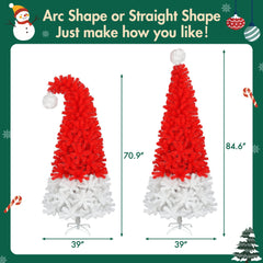 6FT Artificial Christmas Tree with LED Light - Santa's Hat Shape