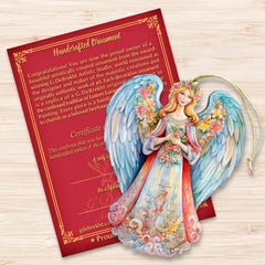 Blue Floral Angel Wooden Ornaments by G. DeBrekht Nativity Holiday Decor - 8611024