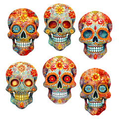 Sugar Skulls Decorative Eco Wood Magnets Set of 6 by G. Debrekht - Halloween Decor - 8090071G-S6