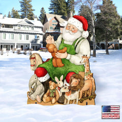 Merry Christmas Outdoor Scene with Santa and Snowman Decor by Susan Winget - 8471102F-SW
