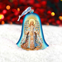 Light-bearing Angel Bell Glass Ornament by G. Debrekht - Nativity Holiday Decor - 752-041