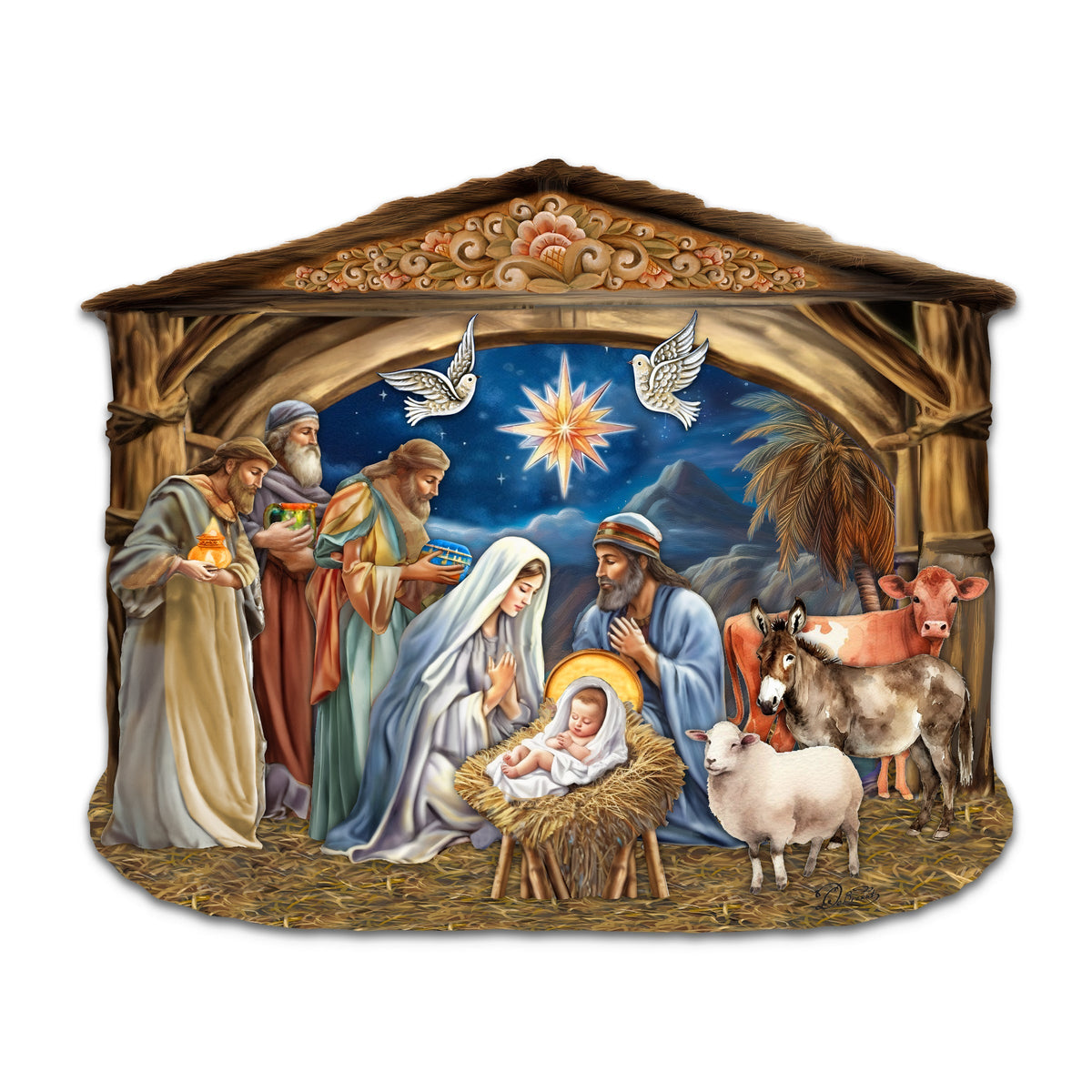 The Birth of Jesus Nativity Scene Holiday Door Decor by G. Debrekht - Nativity Holiday Decor - 8652761H