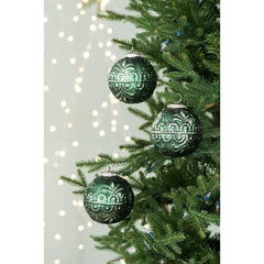 Christmas Ball Ornaments, Glass Decorative Hanging Ball Christmas Tree Ornaments, For Holiday Party Decorations (Set of 6) - Green
