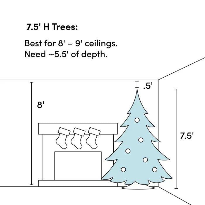 7.5' Green Artificial Half Pine Christmas Tree, the Holiday Aisle, Flat Back Design