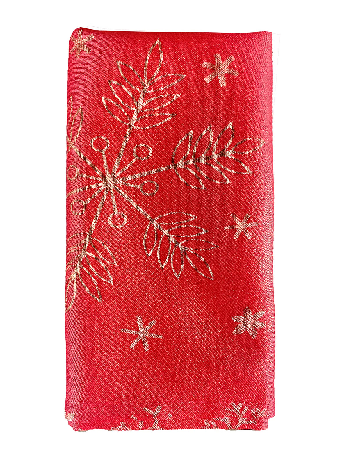 Fennco Styles Holiday Foil Print Snowflake Tablecloth 70" W x 70" L - Red Woven Table Cover for Home Décor, Banquet, Family Gathering, Christmas, Special Occasion (70"X70" Tablecloth)