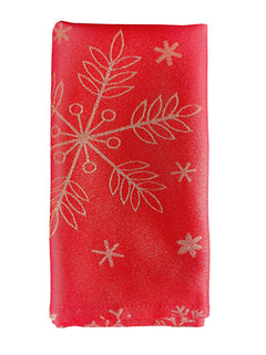 Fennco Styles Holiday Foil Print Snowflake Tablecloth 70" W x 70" L - Red Woven Table Cover for Home Décor, Banquet, Family Gathering, Christmas, Special Occasion (70"X70" Tablecloth)
