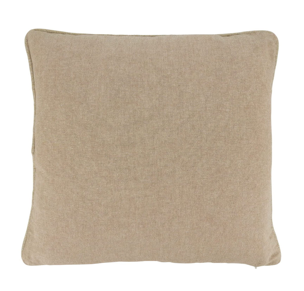 Fennco Styles Beaded Embroidered Snowflake Cotton Throw Pillow 18" W x 18" L - Natural Holiday Cushion for Christmas, Home, Couch, Living Room Décor, Special Occasion