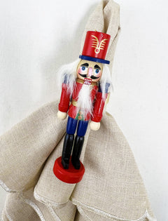 Fennco Styles Handmade Wooden Nutcracker Decorative Napkin Rings, Set of 4 - Festive Soldier Napkin Holders for Dining Table, Christmas, Holidays Décor and Special Occasions