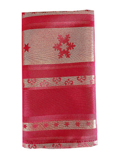 Fennco Styles Holiday Metallic Snowflake Printed Tablecloth 70" W x 70" L - Red Woven Table Cover for Home Décor, Banquet, Family Gathering, Christmas, Special Occasion (20"X20" Napkin, Set of 4)