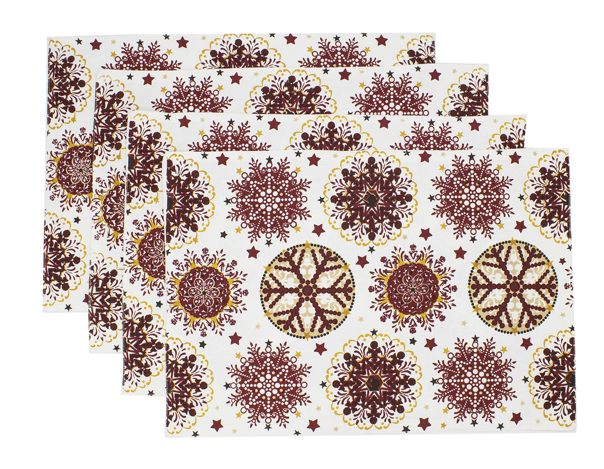 Fennco Styles Holiday Decor Red Snowflake Print Tablecloth