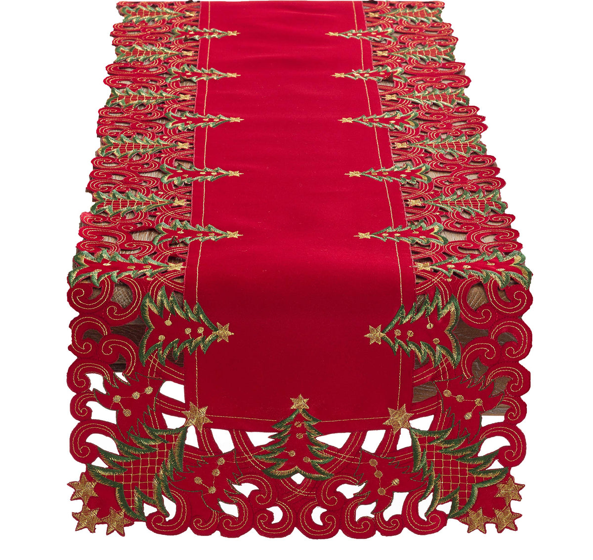 Fennco Styles Pandora Collection Holiday Christmas Tree Table Linens