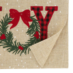 Fennco Styles Joy Holly Holiday Table Runner 16" W x 70" L - Natural Festive Table Cover for Home Décor, Dining Table, Banquet, Christmas and Special Occasion