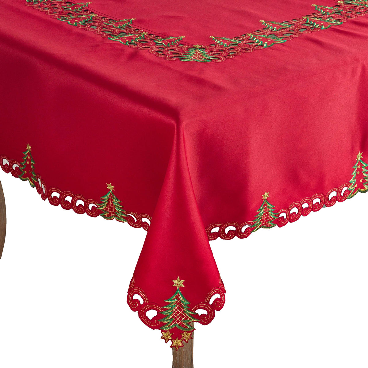 Fennco Styles Pandora Collection Holiday Christmas Tree Table Linens