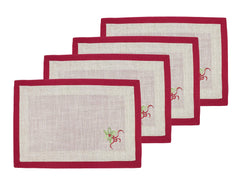 Fennco Styles Embroidered Holly Christmas Tree Double-Layer Holiday Tablecloth