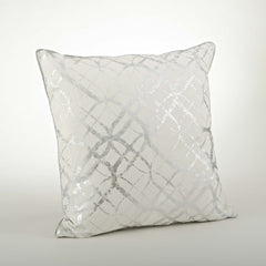 Fennco Styles Modern Metallic Foil Design Cotton Throw Pillow Cover 20" W x 20" L - Silver Pillow Case for Couch, Living Room and Bedroom Décor