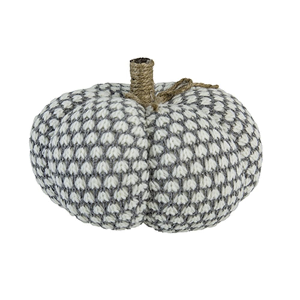 Knite Pumpkin Ornament Decor for Holiday Harvest – Gray or Dark Gray