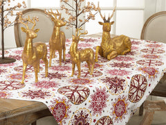 Fennco Styles Holiday Decor Red Snowflake Print Tablecloth