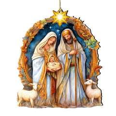 Nostalgic Nativity Scene Wooden Ornaments by G. DeBrekht Nativity Holiday Decor - 8611074