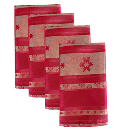 Fennco Styles Holiday Metallic Snowflake Printed Tablecloth 70" W x 70" L - Red Woven Table Cover for Home Décor, Banquet, Family Gathering, Christmas, Special Occasion (20"X20" Napkin, Set of 4)