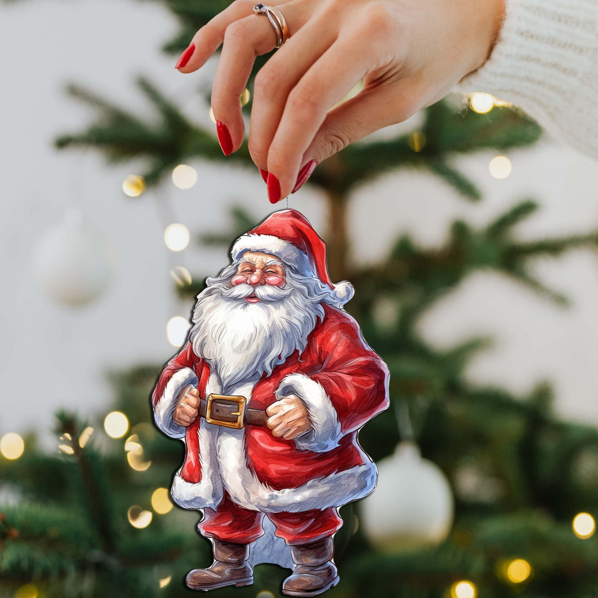 Santa Decorative Wooden Ornaments of 3 by G. Debrekht - Christmas Decor - 8091009-S3