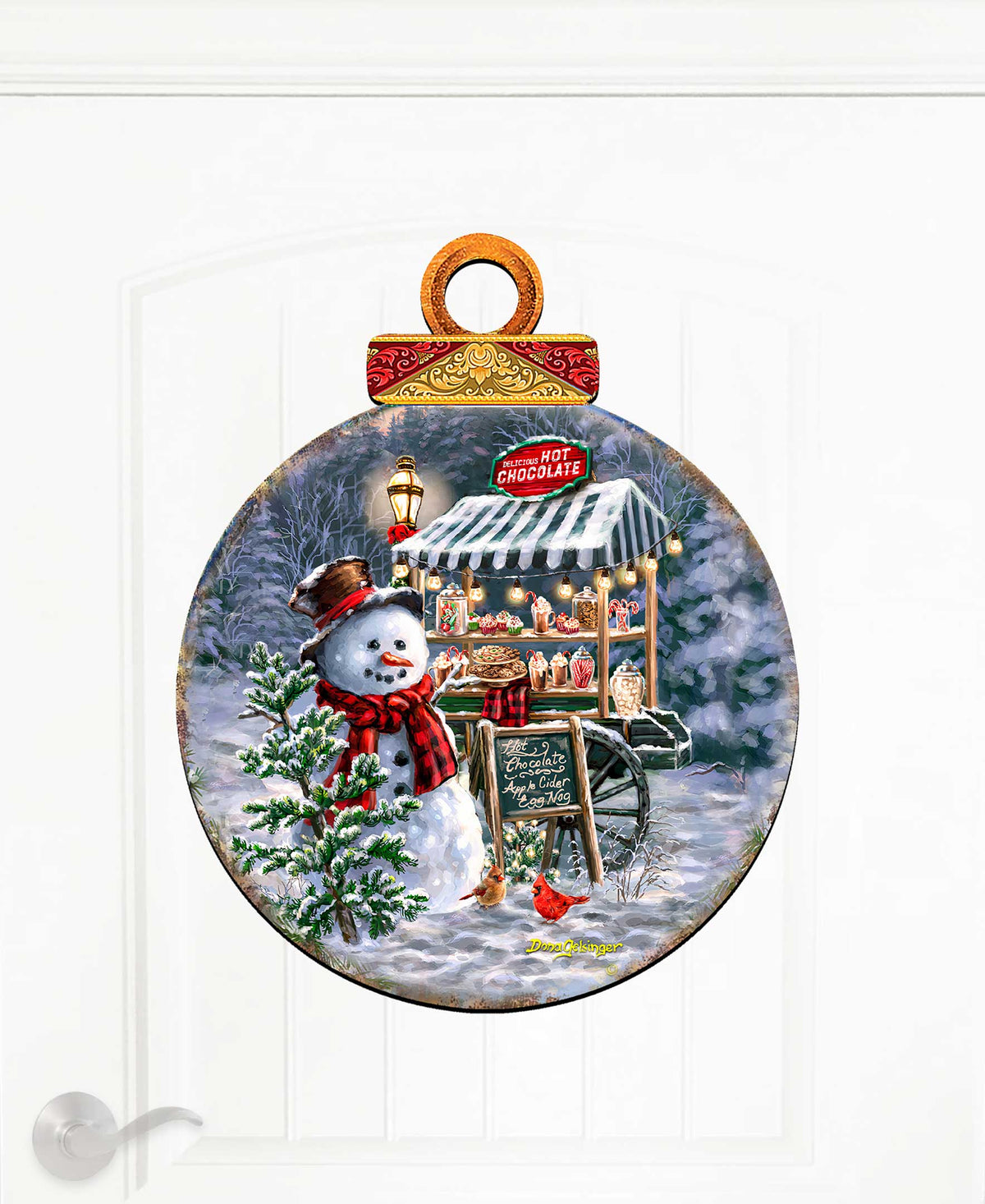 Hot Chocolate Stand - Frosty Fun Holiday Door Decor by D. Gelsinger - Christmas Santa Snowman Decor - 8611087H-DG