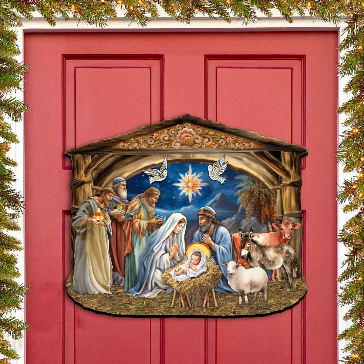 The Birth of Jesus Nativity Scene Holiday Door Decor by G. Debrekht - Nativity Holiday Decor