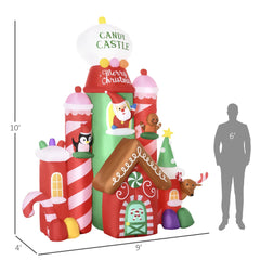 10ft Christmas Inflatables Candy Castle with LED Lights - Multicolor