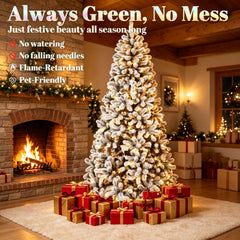 6 ft Pre-Lit Snow-Flocked Northern Pine Christmas Tree